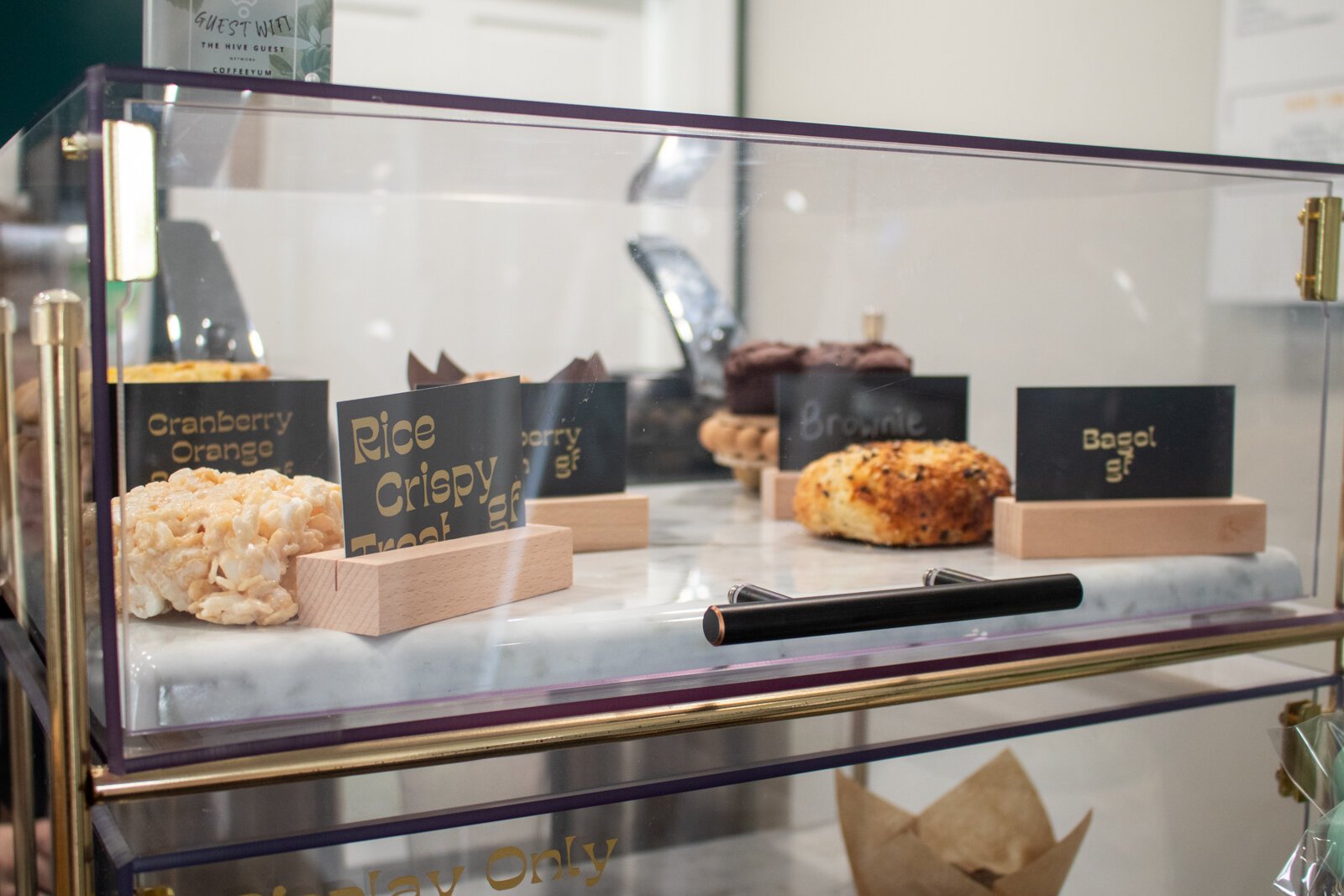 The display case at The Hive features many gluten-free options.