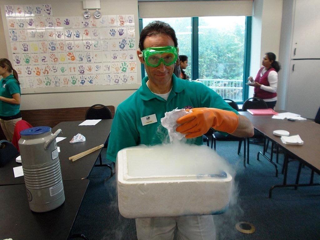 Martin Fisher demonstrating an experiment at Science Central.