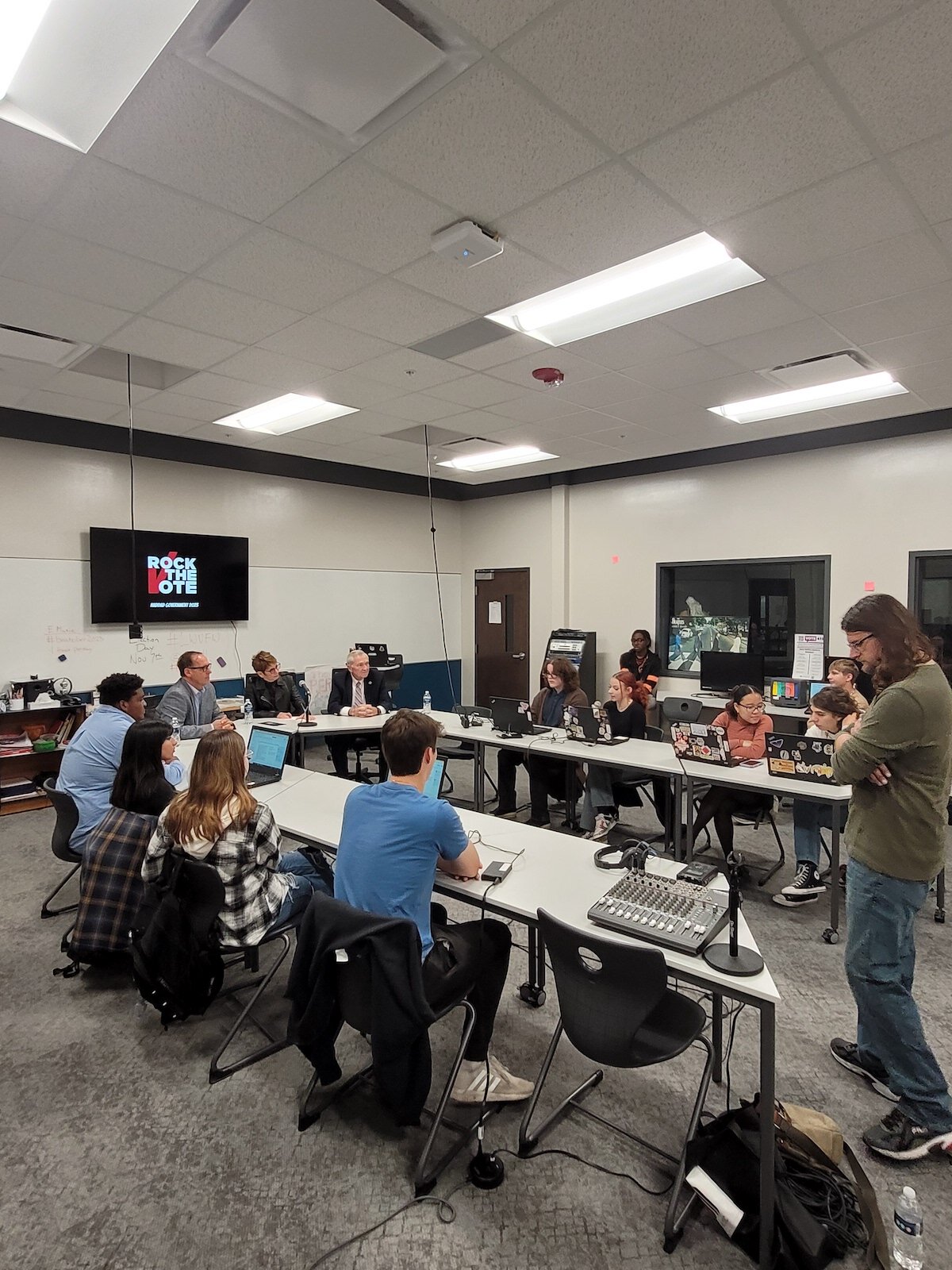 When possible, Rock the Vote brings in candidates to answer student's questions about their campaigns and politics.