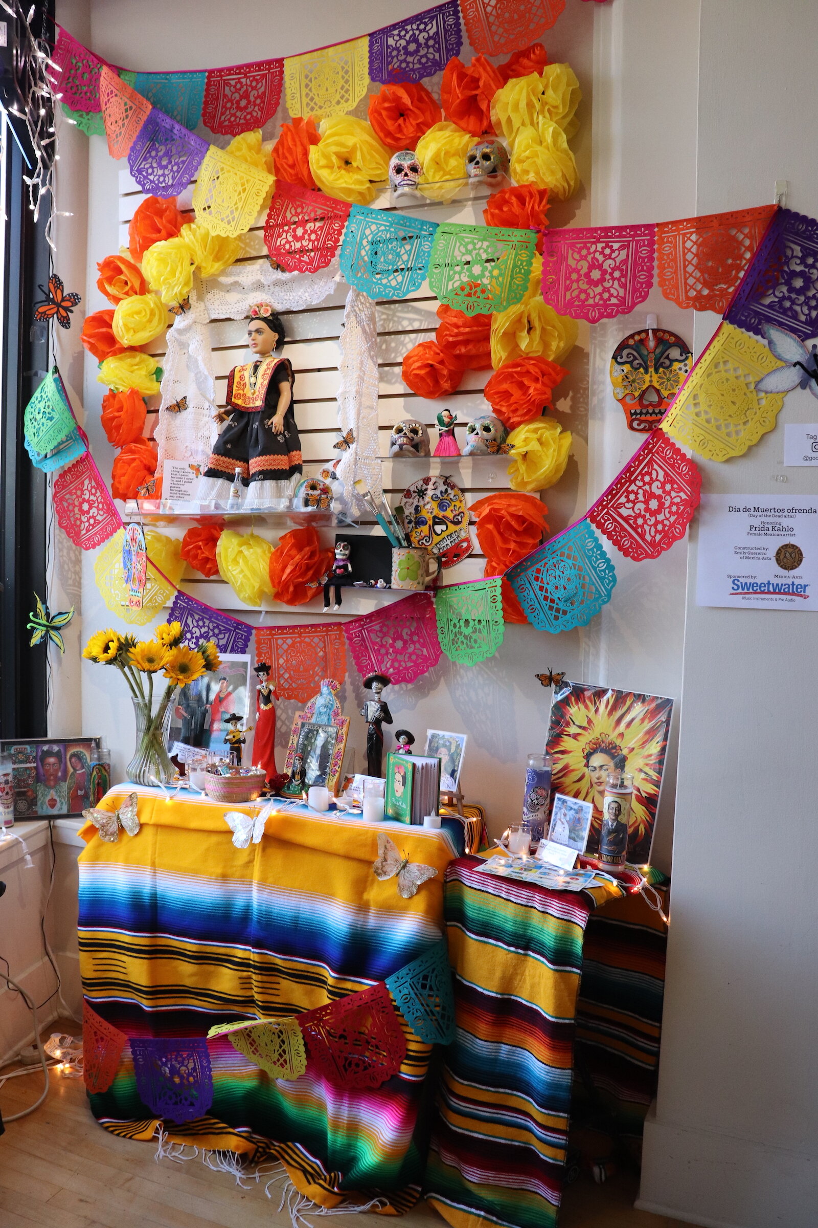 An ofrenda inside Creative Women of the World in downtown Fort Wayne, honoring Mexican painter Frida Kahlo.. 