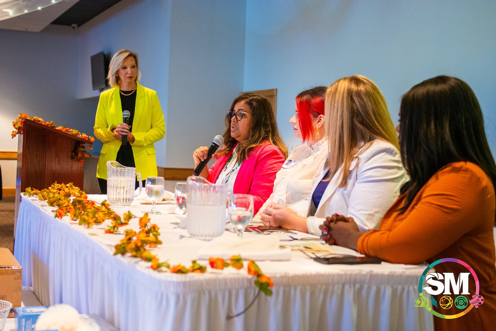 Panelist speak to attendees at the Kickoff Brunch for Fort Wayne Tech's Women in STEM Week.