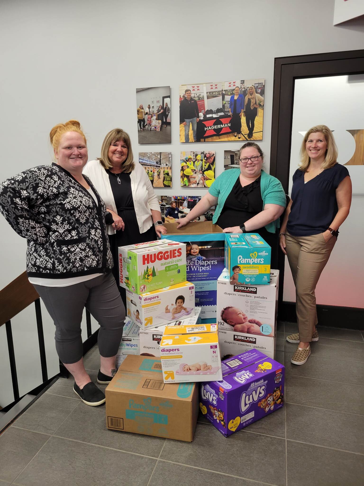 Diapers collected at the Hagerman office during the 2023 diaper drive.