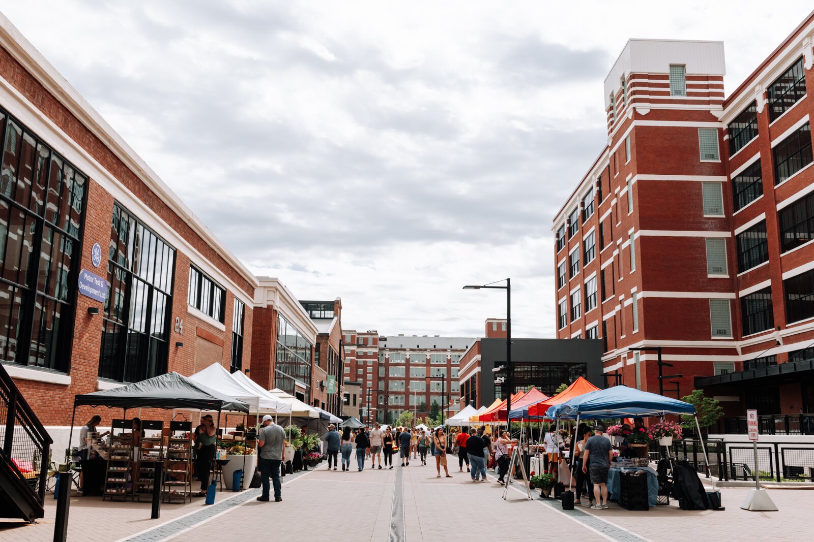 Guests enjoy the Fort Wayne's Farmers Market at Electric Works.