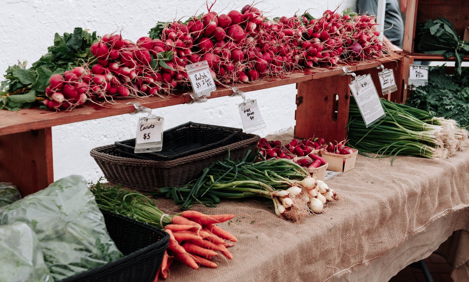 The produce selection at the Woods Edge Family Farm booth.