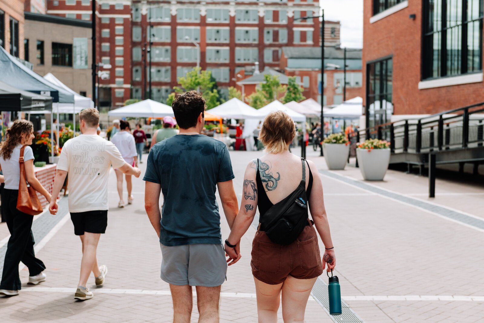 Guests enjoy the Fort Wayne's Farmers Market at Electric Works.