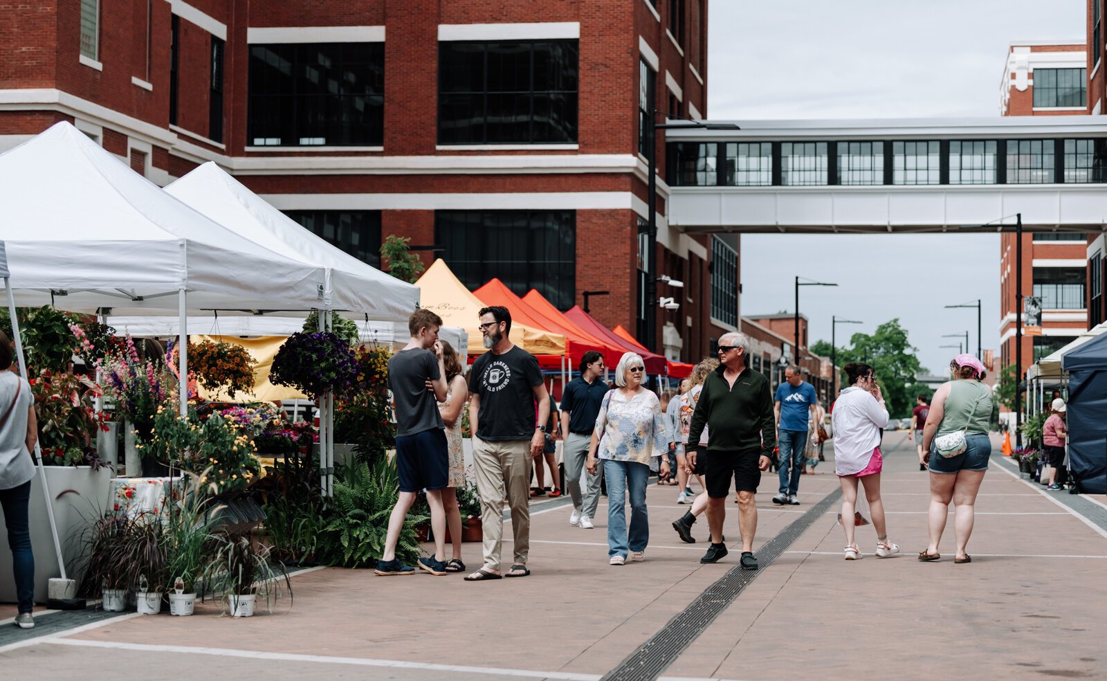 Guests enjoy the Fort Wayne's Farmers Market at Electric Works.