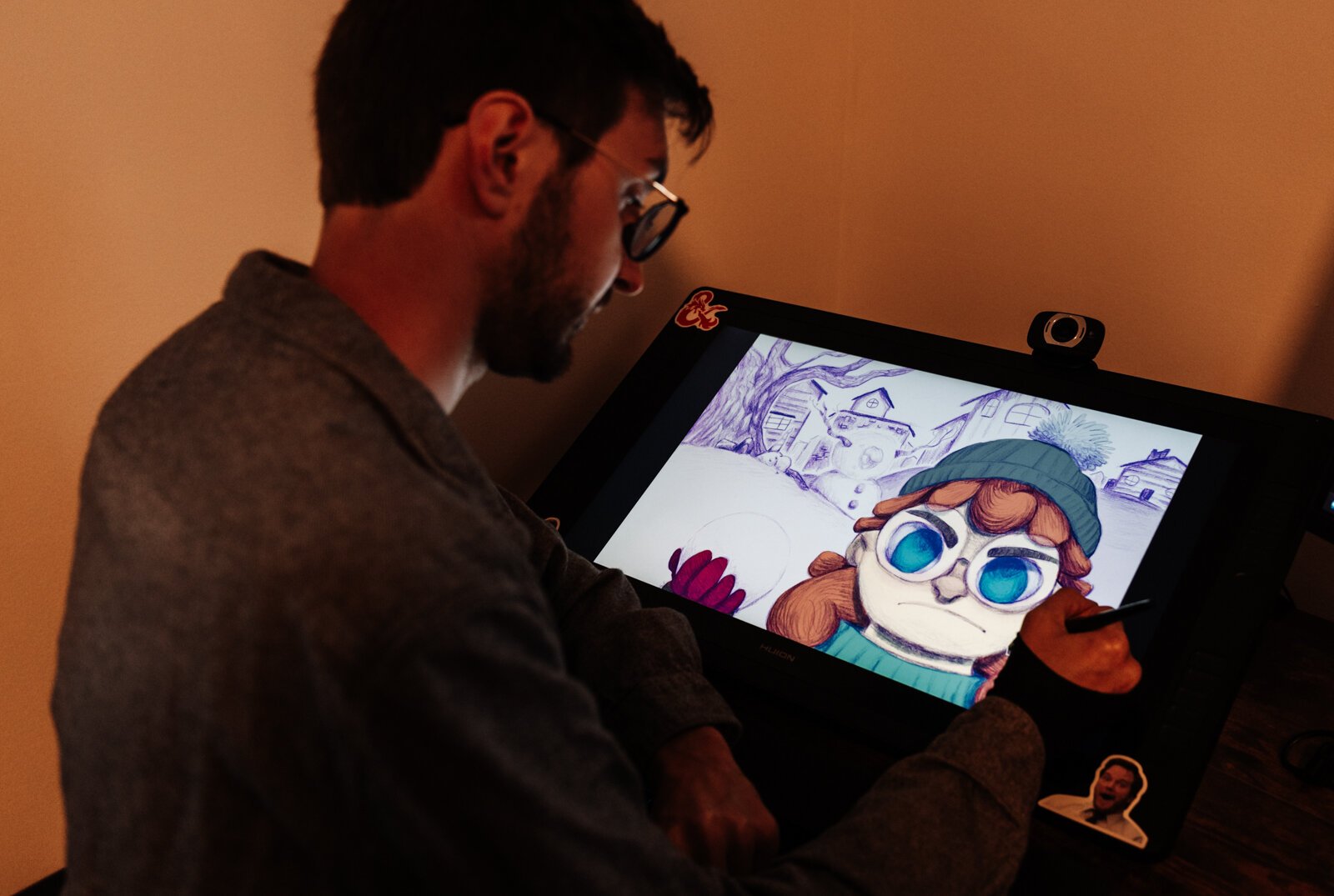 Artist James Newton works on his picture book concept in Adobe Photoshop at his home studio in Roanoke.