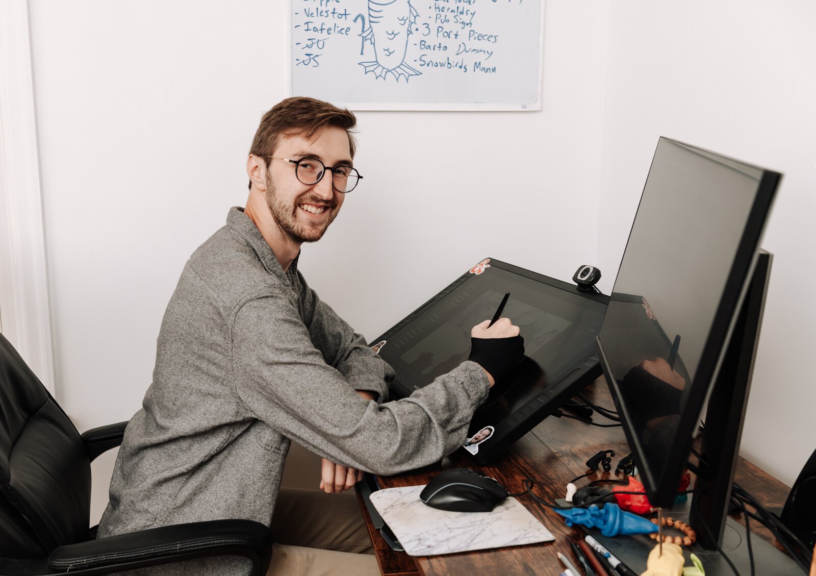 Artist James Newton works on his picture book concept in Adobe Photoshop at his home studio in Roanoke.