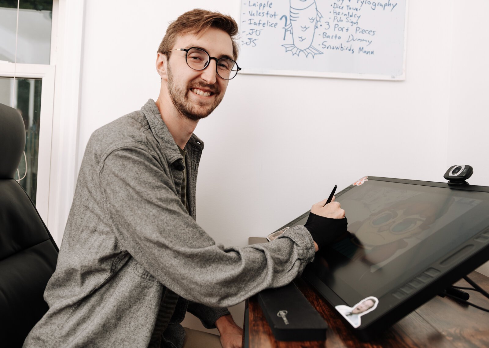 Artist James Newton works on his picture book concept in Adobe Photoshop at his home studio in Roanoke.