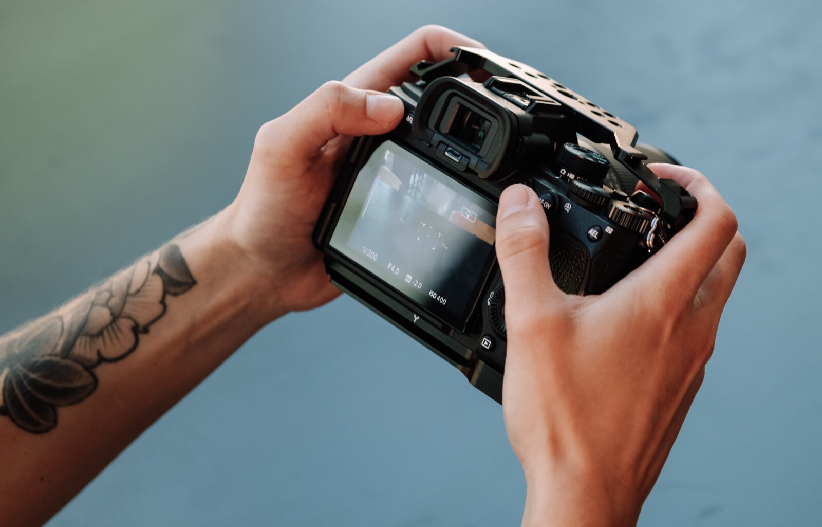 Content creator McKayla Nevers takes a photo at Electric Works.