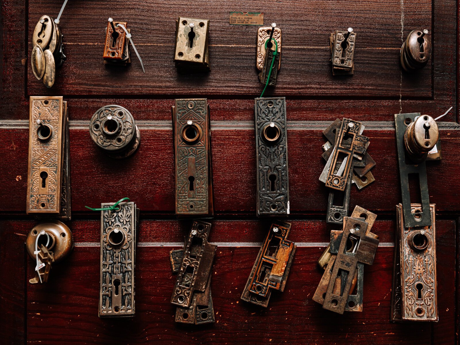 Antique door hardware at Reclaimed Fort Wayne.