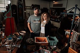 Owners Chuck and Lyndsey Springer at their shop, Reclaimed Fort Wayne, 1514 St. Joseph Blvd. Fort Wayne, IN.