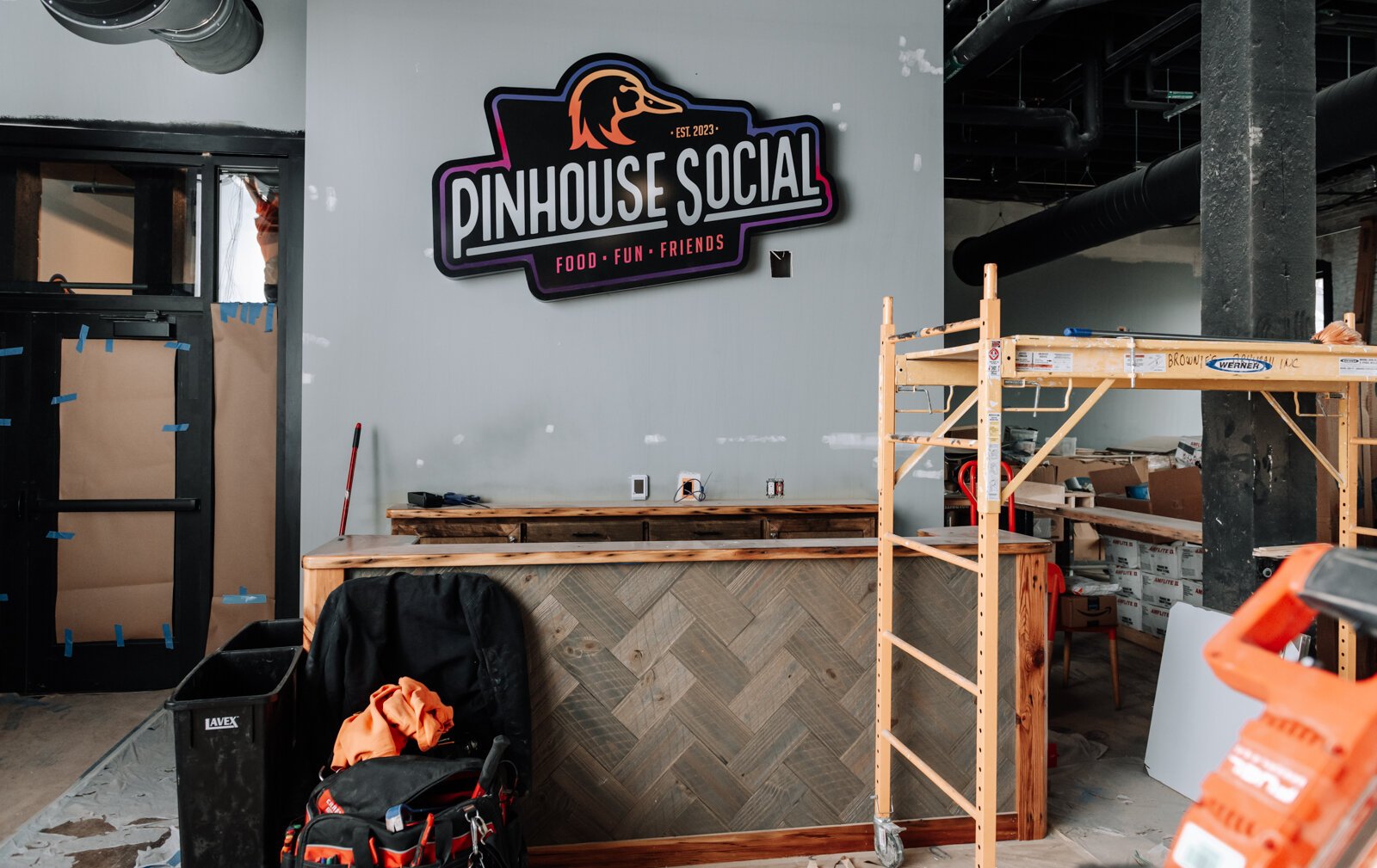 The bar area under construction at Pinhouse Social.