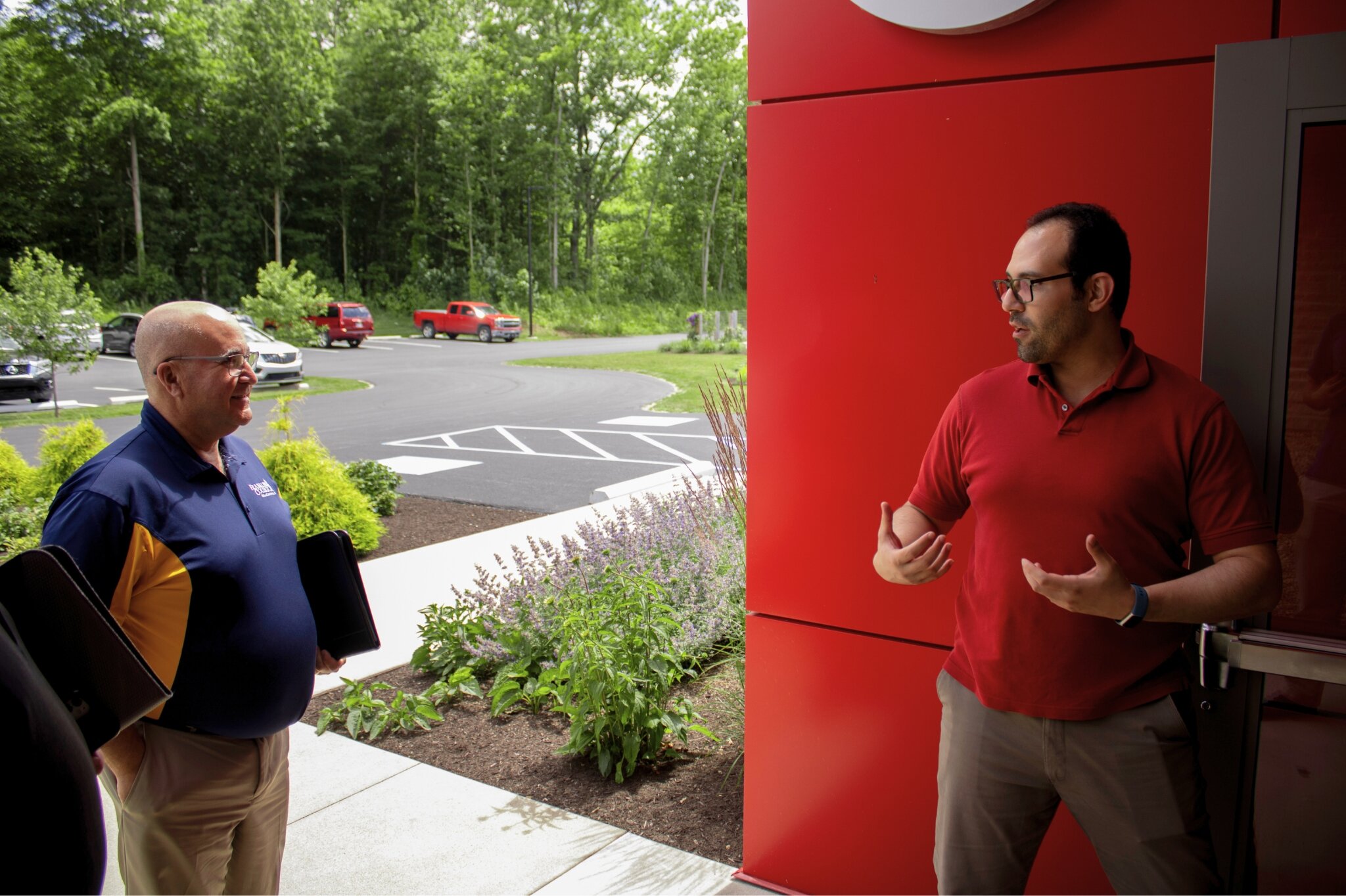 Khalil El Breidi, intern for MPS Farms as part of the Wabash County Fellowship Program, with staff from Franklin College.