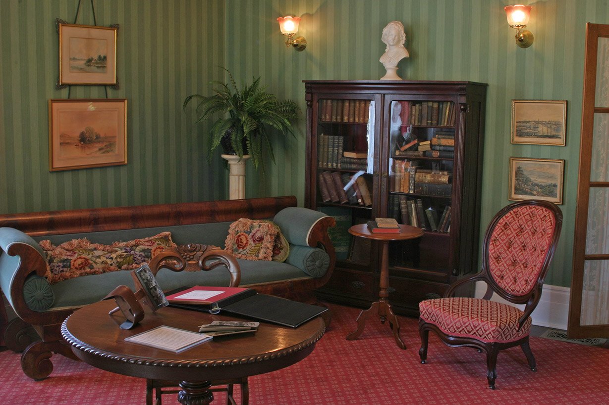 Period accurate decor and furnishing inside the Dr. James Ford Historic Home.