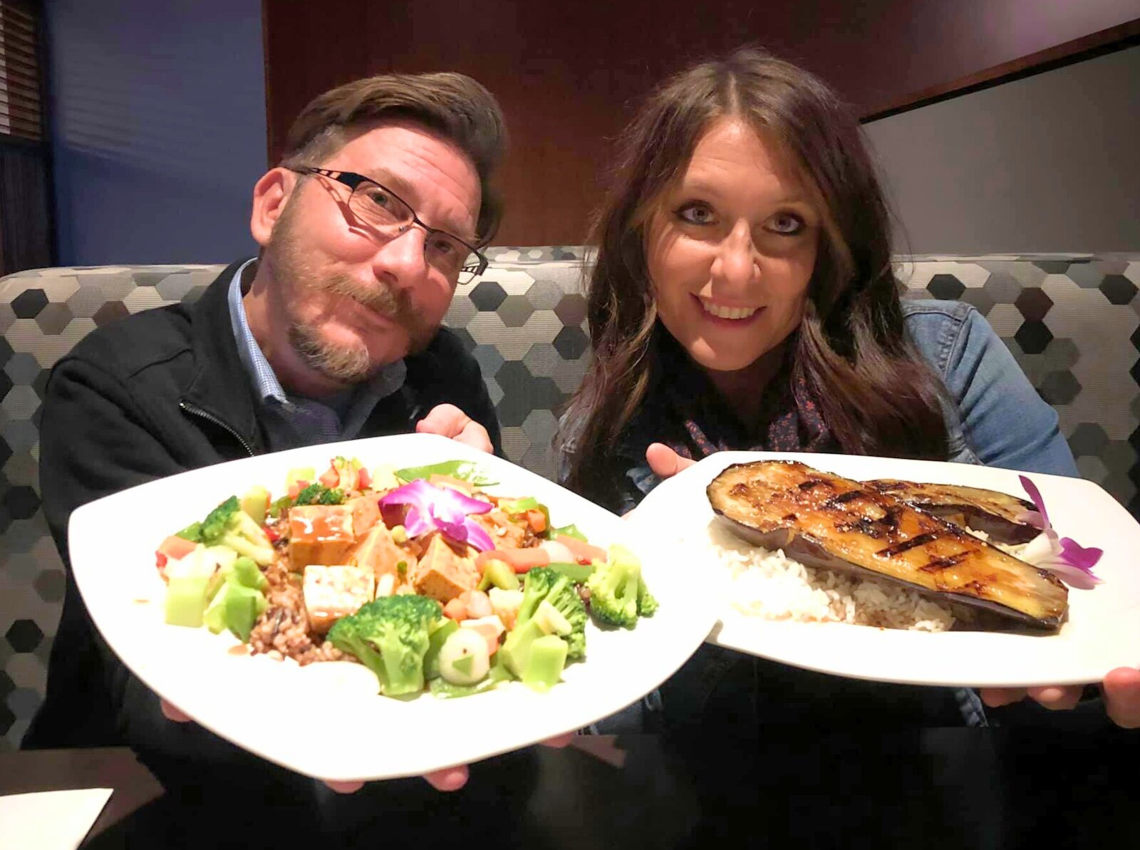 Fort Wayne Vegan Restaurant Week Organizer Heather Dahman and her husband, JR Dahman, trying new dishes during Vegan Week.