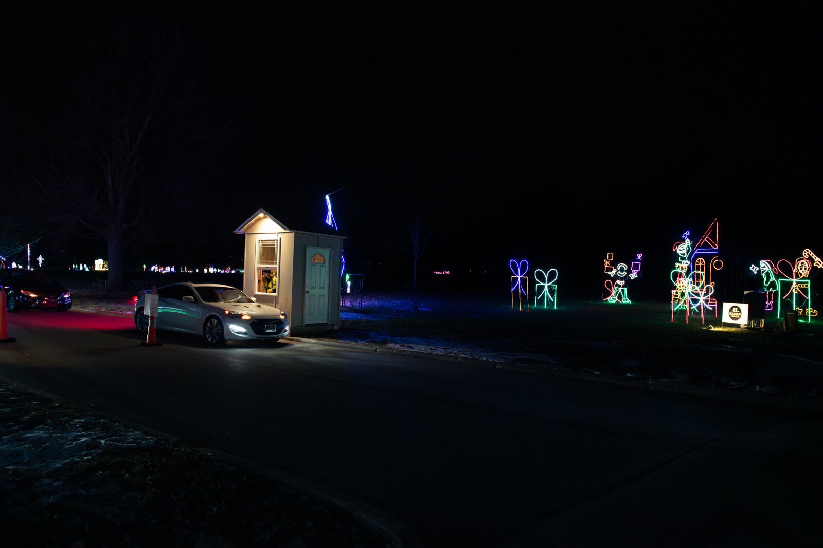 A car enters Fantasy of Lights in 2023.