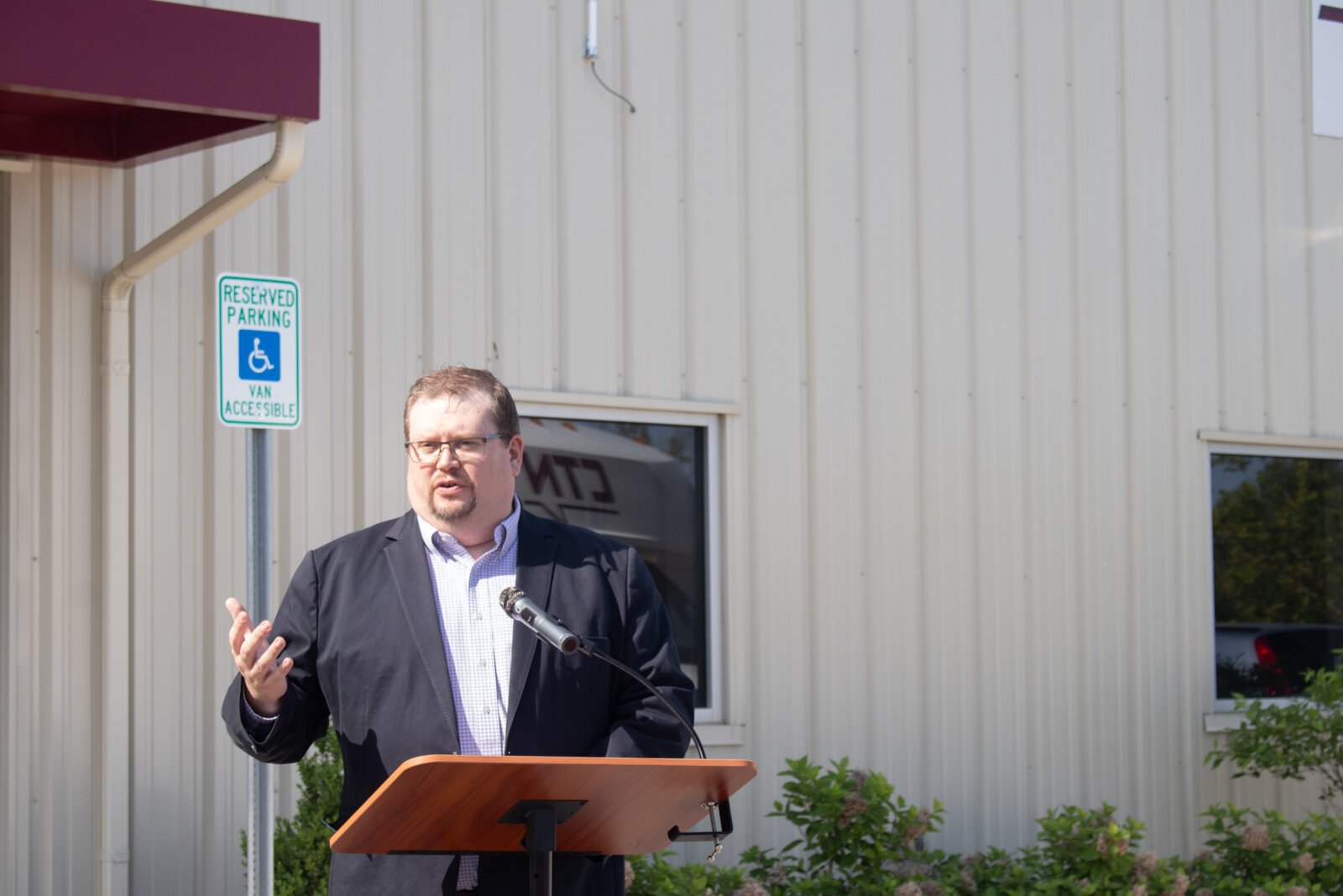 Justin Clupper, executive director of CTN, at the press conference announcing the final report from the transit assessment.