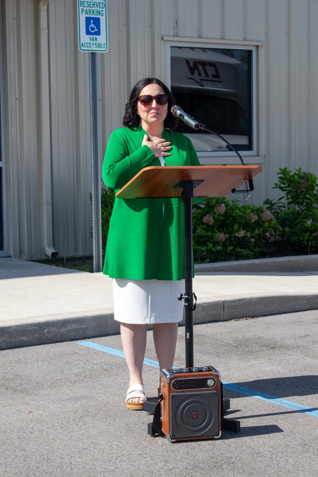 Leslie Blakley, executive director of Whitley County Council on Aging and Whitley County Transit, at the press conference announcing the final report from the transit assessment.