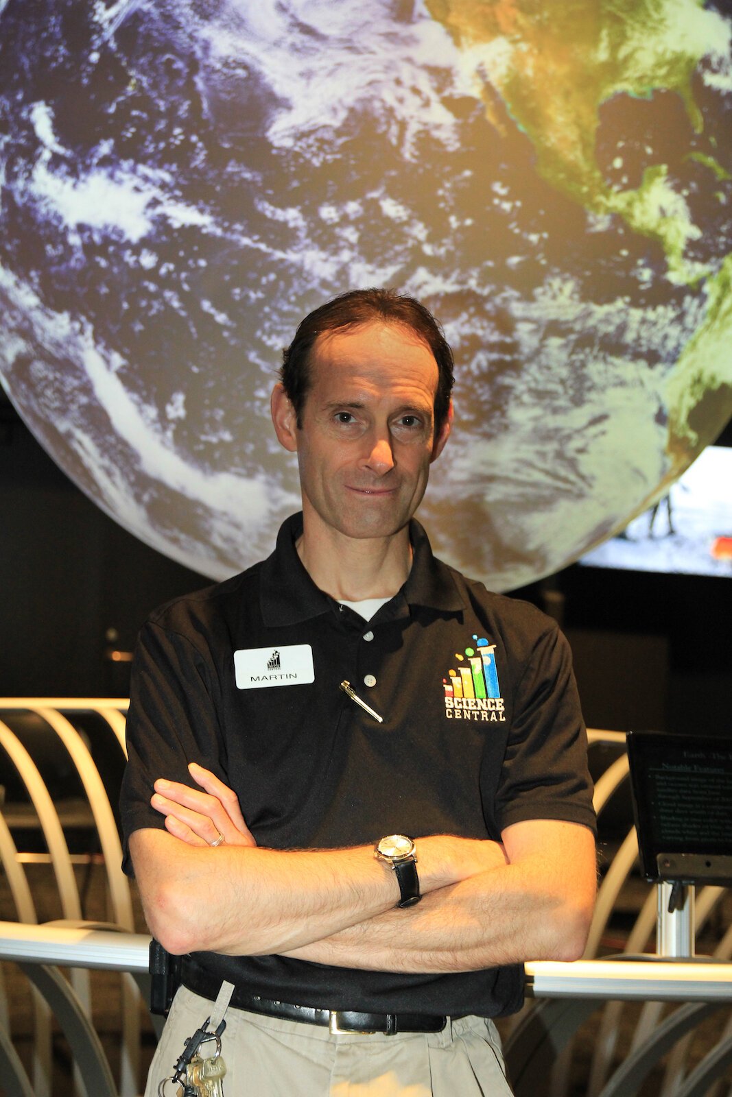 Martin Fisher, executive director of Science Central, in their Science On a Sphere exhibit.