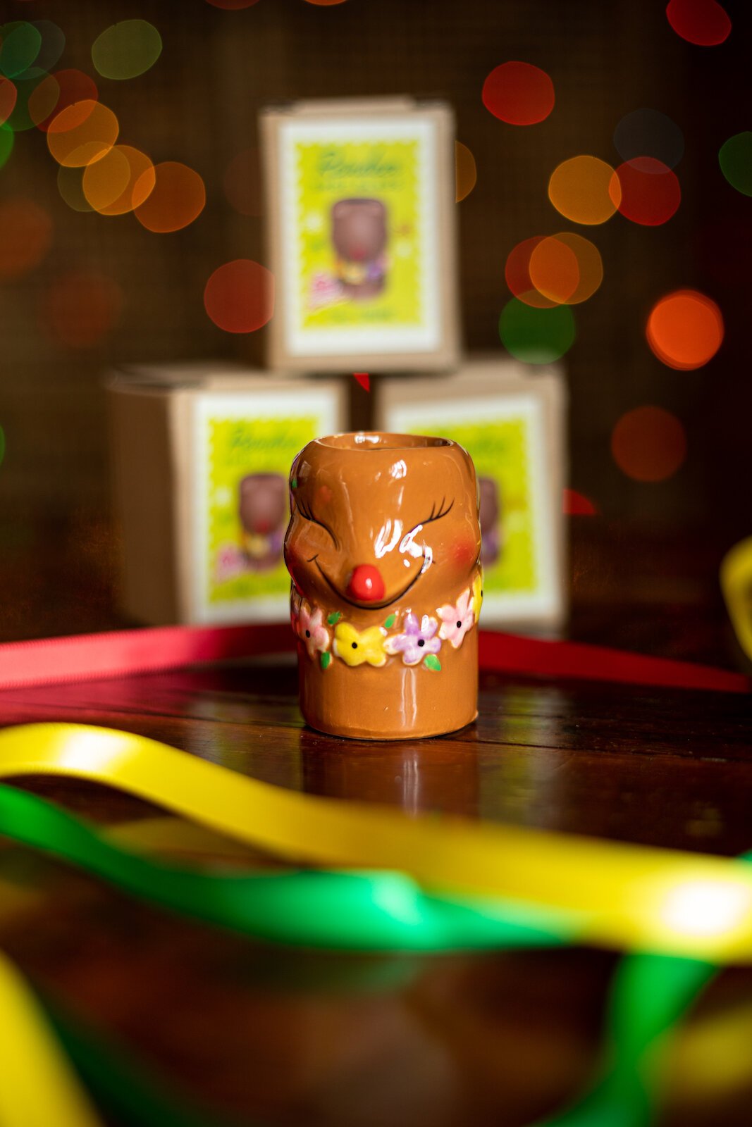 A reindeer shot glass, available at Night Train.