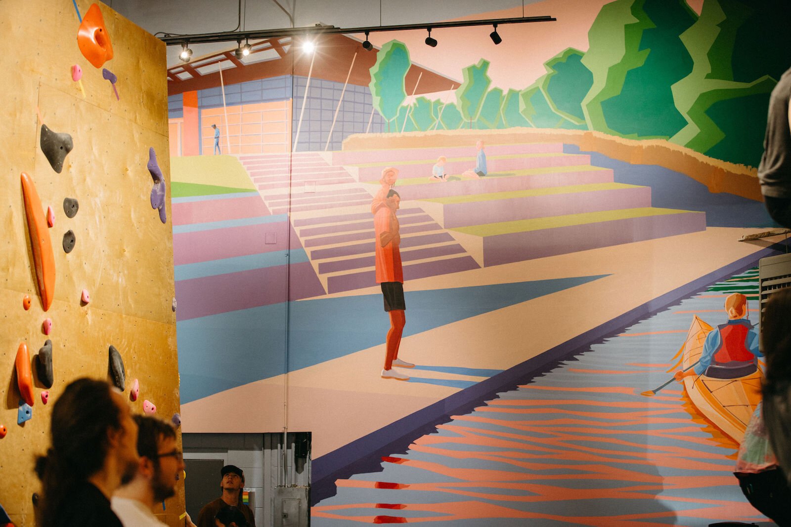 A mural done by Chris Catalogna inside Summit City Climbing Co. depicts Promenade Park.