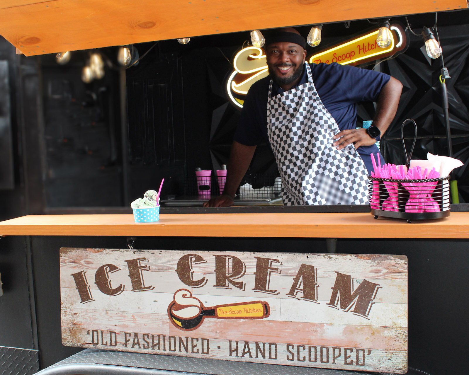 Tony Belton, owner of Classic City Creamery and The Scoop Hitchen, at Brightpoint's ice cream social.