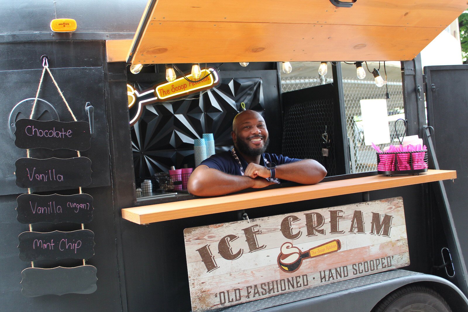 Tony Belton, owner of Classic City Creamery and The Scoop Hitchen, at Brightpoint's ice cream social.