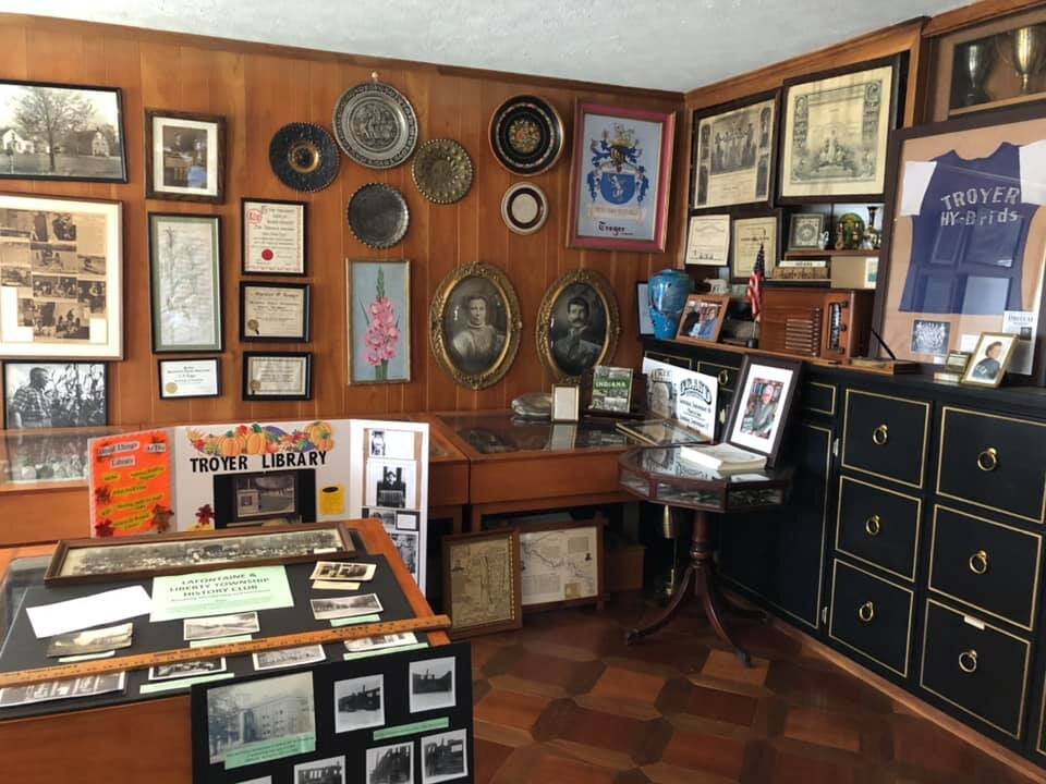 The Troyer Memorial Library Museum Room features local artifacts and exhibits.