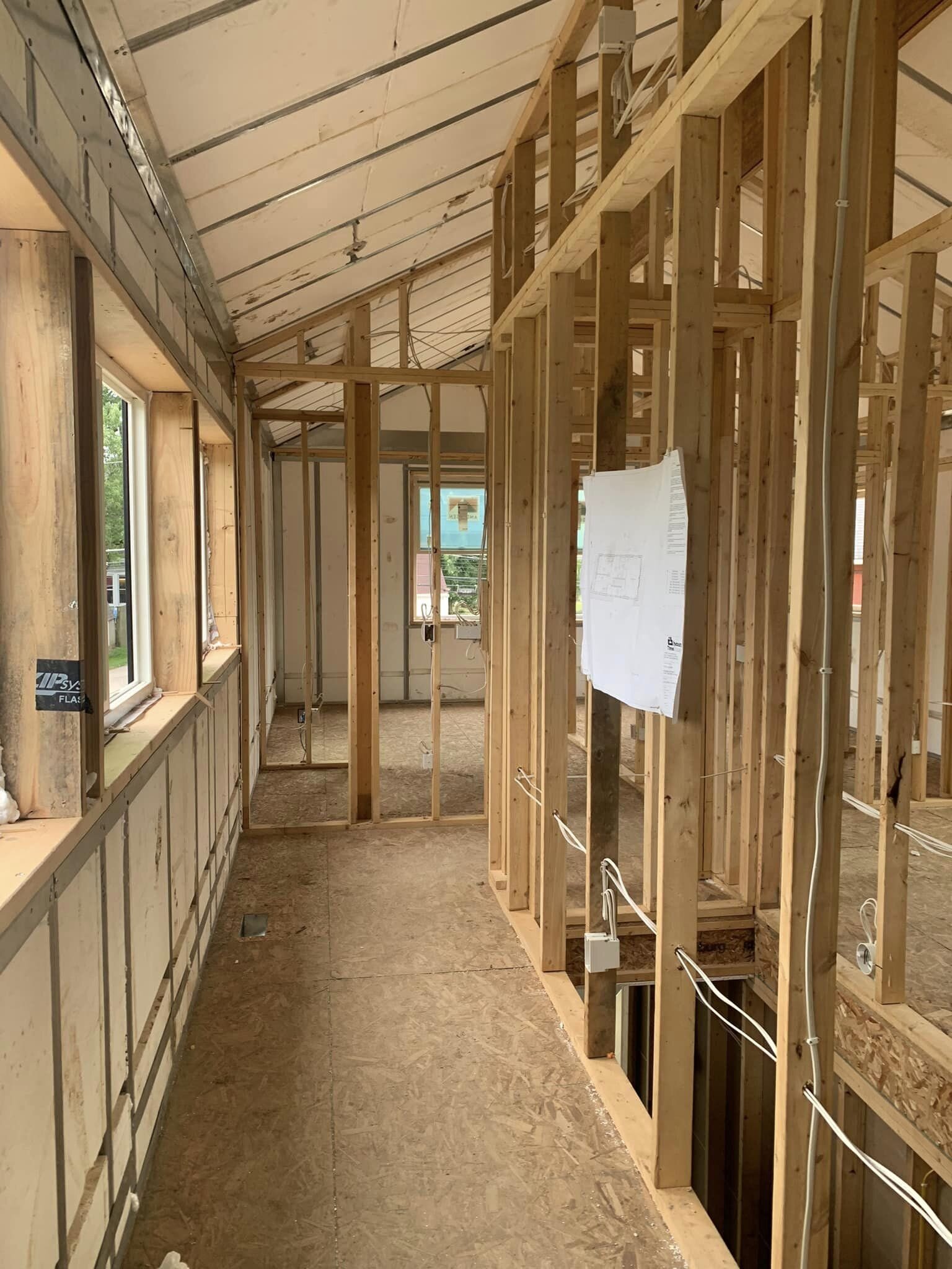 Inside the house being built by Houm.