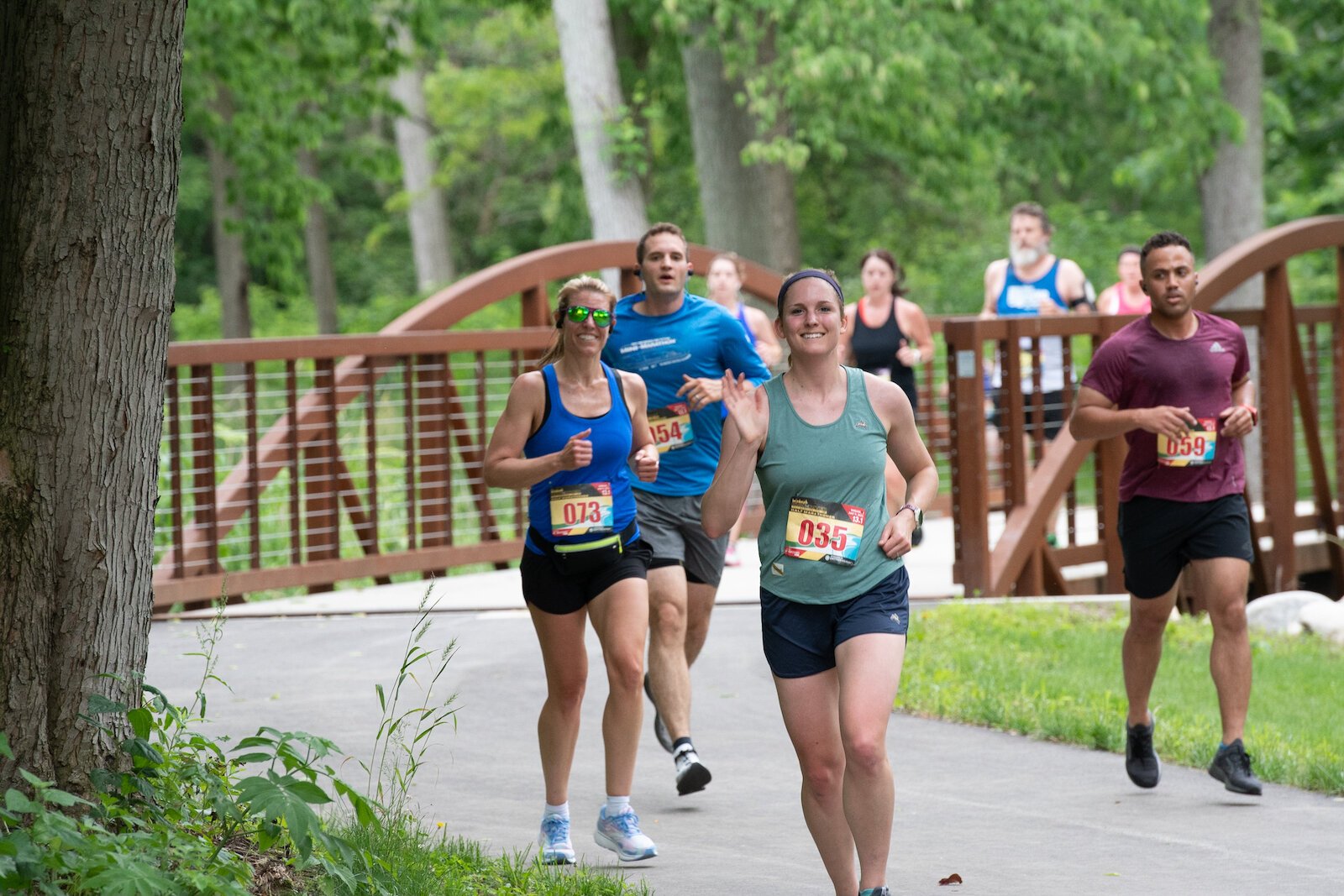 Runners on the Wabash River Trail during the Run the River Half Marathon.