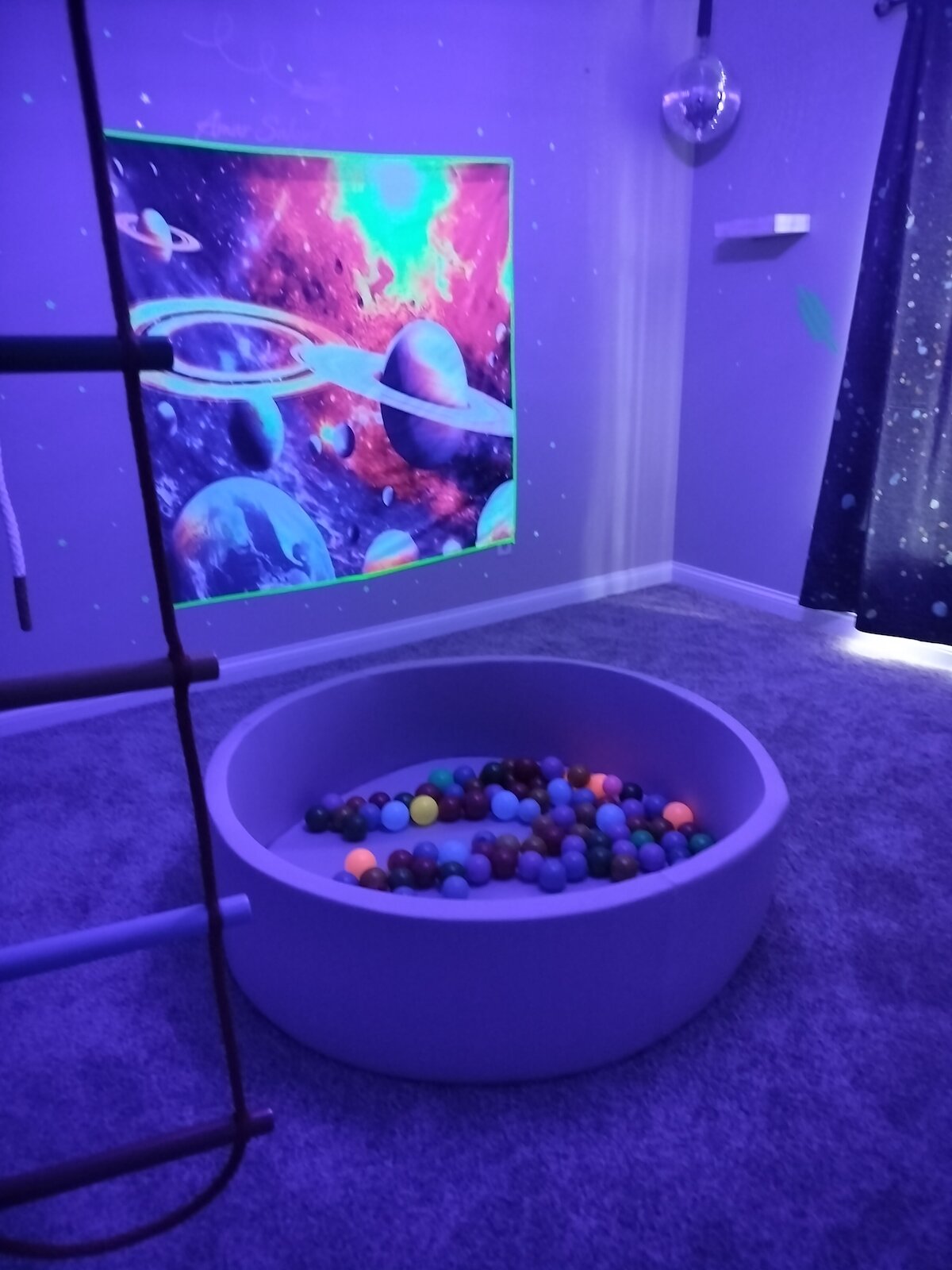 A sensory room designed by Vanessa Hayden of Partly Whimsical